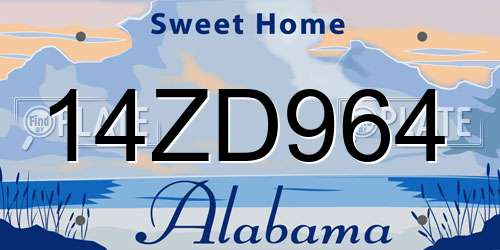 14ZD964 Alabama License Plate