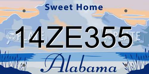 14ZE355 Alabama License Plate
