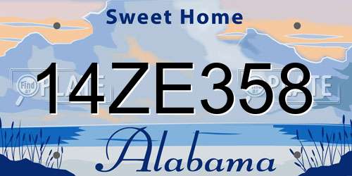 14ZE358 Alabama License Plate