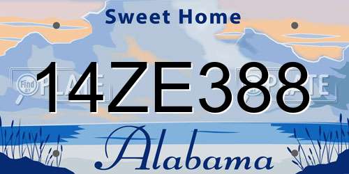 14ZE388 Alabama License Plate