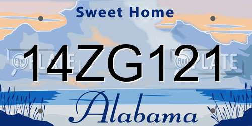 14ZG121 Alabama License Plate
