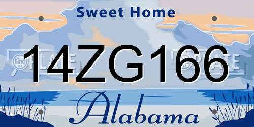 14ZG166 Alabama License Plate