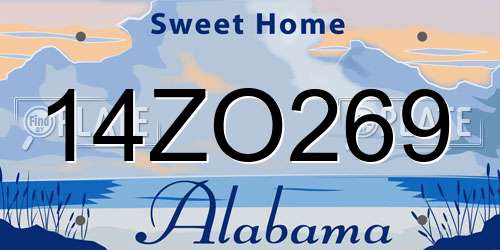 14ZO269 Alabama License Plate