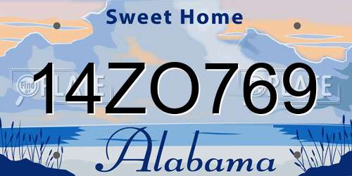 14ZO769 Alabama License Plate