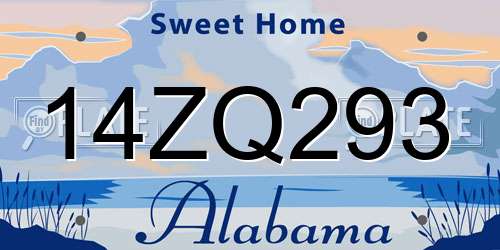 14ZQ293 Alabama License Plate