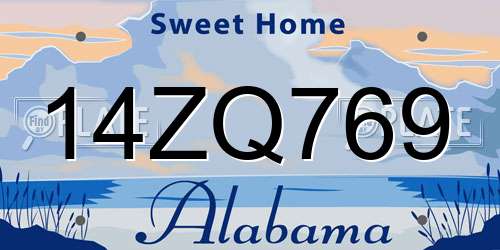14ZQ769 Alabama License Plate