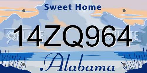 14ZQ964 Alabama License Plate