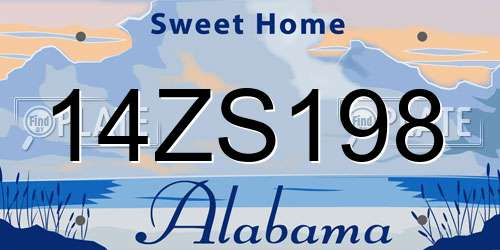14ZS198 Alabama License Plate
