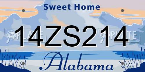 14ZS214 Alabama License Plate