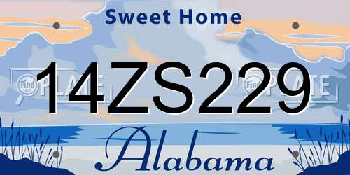 14ZS229 Alabama License Plate