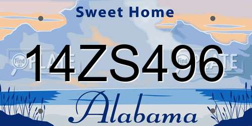 14ZS496 Alabama License Plate