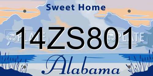 14ZS801 Alabama License Plate