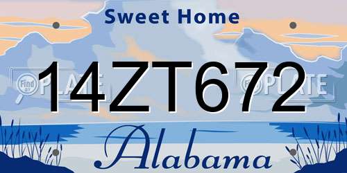 14ZT672 Alabama License Plate