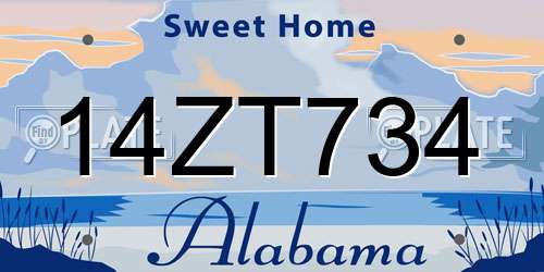 14ZT734 Alabama License Plate
