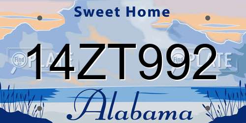 14ZT992 Alabama License Plate