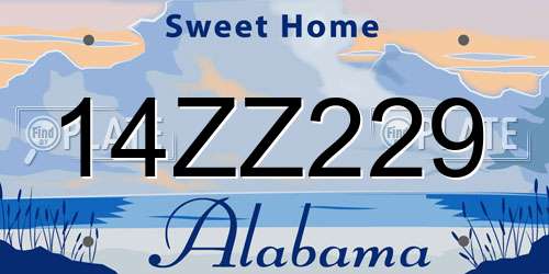 14ZZ229 Alabama License Plate