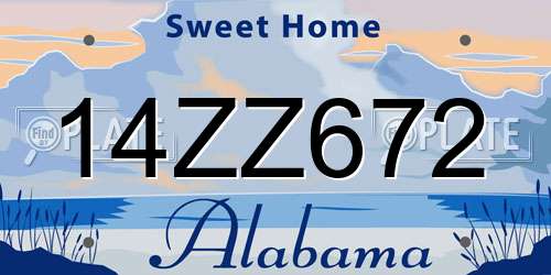 14ZZ672 Alabama License Plate