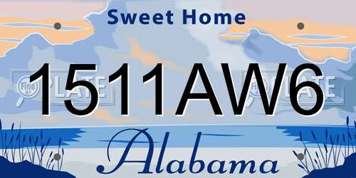 1511AW6 Alabama License Plate