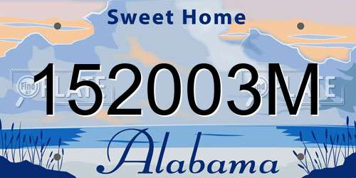 152003M Alabama License Plate