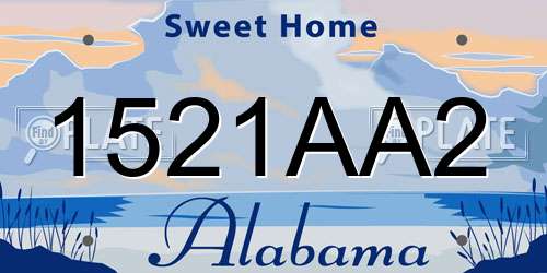 1521AA2 Alabama License Plate