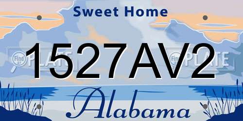 1527AV2 Alabama License Plate