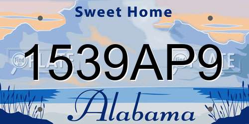 1539AP9 Alabama License Plate