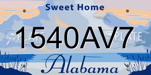 1540AV7 Alabama License Plate