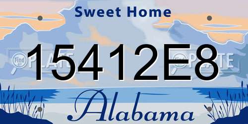 15412E8 Alabama License Plate