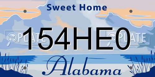154HE0 Alabama License Plate