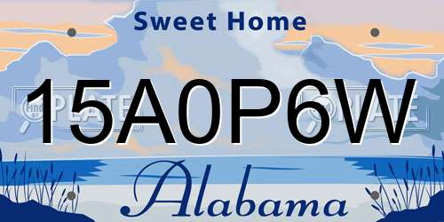 15A0P6W Alabama License Plate