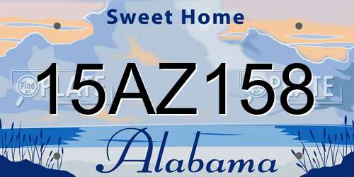 15AZ158 Alabama License Plate