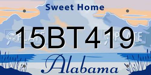 15BT419 Alabama License Plate