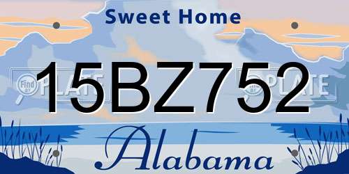 15BZ752 Alabama License Plate