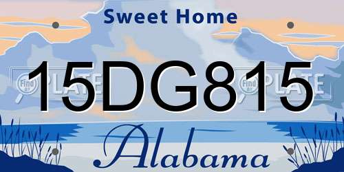 15DG815 Alabama License Plate