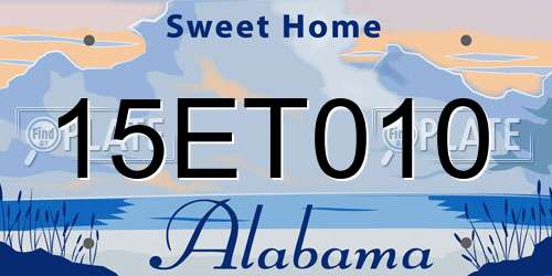 15ET010 Alabama License Plate