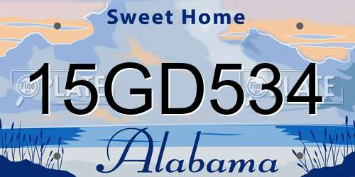 15GD534 Alabama License Plate