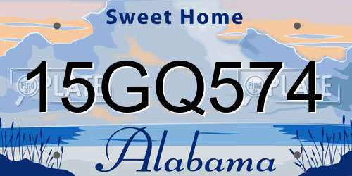 15GQ574 Alabama License Plate