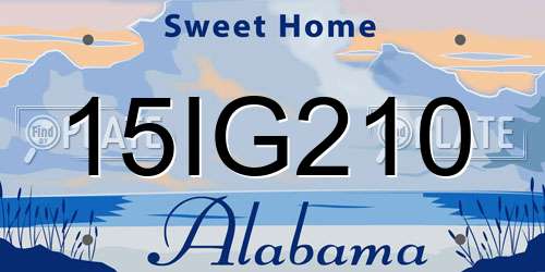 15IG210 Alabama License Plate