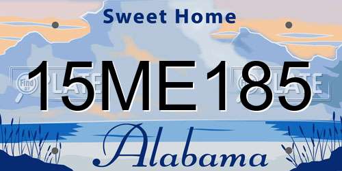15ME185 Alabama License Plate