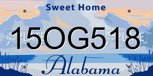 15OG518 Alabama License Plate