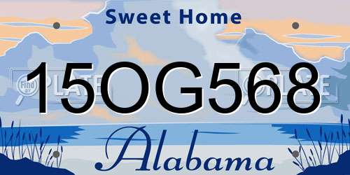 15OG568 Alabama License Plate