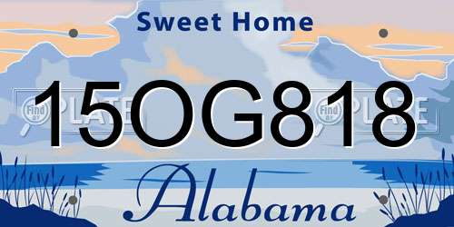 15OG818 Alabama License Plate