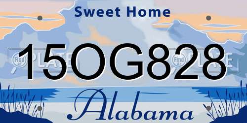 15OG828 Alabama License Plate
