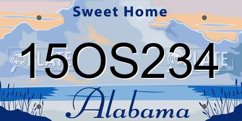 15OS234 Alabama License Plate