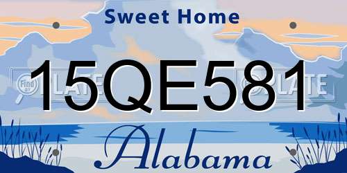 15QE581 Alabama License Plate