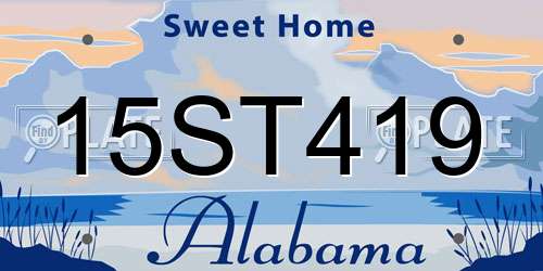 15ST419 Alabama License Plate