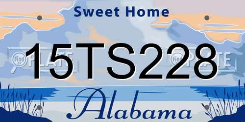 15TS228 Alabama License Plate