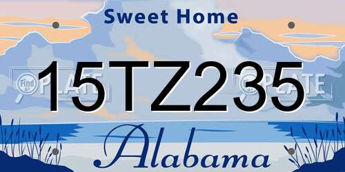 15TZ235 Alabama License Plate