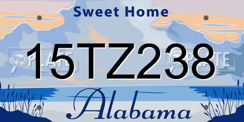 15TZ238 Alabama License Plate