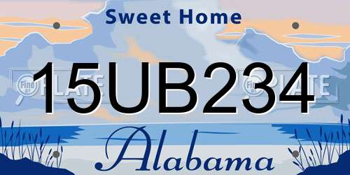 15UB234 Alabama License Plate